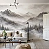 Misty Mountain Forest Wall Mural – Soft Neutral Landscape Design
