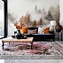 Soft Mist Forest Wall Mural – Neutral Autumn Trees Landscape Design