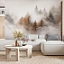 Soft Mist Forest Wall Mural – Neutral Autumn Trees Landscape Design
