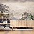 Sepia Mountain Landscape Wall Mural – Elegant Nature Sketch Design