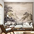 Sepia Mountain Landscape Wall Mural – Elegant Nature Sketch Design