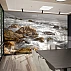 Rocky Shore Waves Wall Mural – Misty Ocean Seascape Wallpaper for Office & Living Room