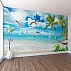 Tropical Beach Dolphins Wall Mural – Palm Ocean Paradise Design