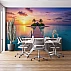 Sunset Island Pier Wall Mural – Tropical Ocean Paradise Design