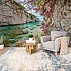 Hidden Coastal Cove Wall Mural – Turquoise Beach & Floral Cliff Landscape