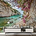 Hidden Coastal Cove Wall Mural – Turquoise Beach & Floral Cliff Landscape