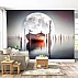 Moonlight Boat Serenity Wall Mural – Dreamy Lake & Full Moon Landscape Wallpaper