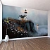 Misty Lighthouse Cliff Wall Mural – Coastal Night Landscape Wallpaper for Kids Room