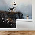 Misty Lighthouse Cliff Wall Mural – Coastal Night Landscape Wallpaper for Kids Room