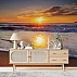 Golden Beach Sunset Wall Mural – Ocean Waves Coastal Design