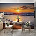 Golden Beach Sunset Wall Mural – Ocean Waves Coastal Design