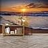 Golden Beach Sunset Wall Mural – Ocean Waves Coastal Design