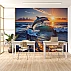 Dolphin Ocean Sunset Wall Mural – Dynamic Sea Wave Design