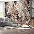 3D Layered Leaves Wall Mural – Elegant Neutral Botanical Design