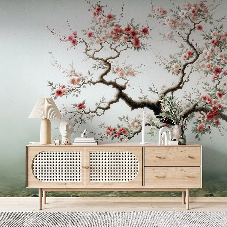 Blossom Branch Wall Mural – Elegant Floral Tree Nature Design