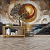 Abstract Tree Sunset Wall Mural – Artistic Gold Landscape Design