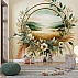 Golden Frame Botanical Landscape Wall Mural – Elegant Floral Scenic Wallpaper for Living Room