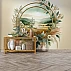 Golden Frame Botanical Landscape Wall Mural – Elegant Floral Scenic Wallpaper for Living Room