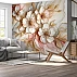 Luxury White Gold Floral Wall Mural – Elegant Soft Blossom Design