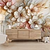 Luxury White Gold Floral Wall Mural – Elegant Soft Blossom Design