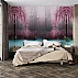 Cherry Blossom Lake Wall Mural – Pink Trees Misty Water Landscape Cherry Blossom Lake Wall Mural – Pink Trees Misty Water Landscape
