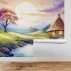 Dreamy Countryside Sunrise Wall Mural – Colorful Fantasy Landscape Design Dreamy Countryside Sunrise Wall Mural – Colorful Fantasy Landscape Design