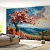 Artistic Blossom Tree Landscape Wall Mural – Colorful Floral Nature Wallpaper for Statement Interiors