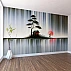 Zen Japanese Landscape Wall Mural – Abstract Line Art Nature Design