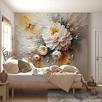 3D Floral Blossom Wall Mural – Elegant Soft Petal Art Wallpaper