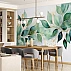 Elegant Green Leaf Wall Mural – Gold Detailed Botanical Wallpaper for Bedroom