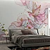 Elegant Bird Floral Wall Mural – Soft Pink Artistic Design Elegant Bird Floral Wall Mural – Soft Pink Artistic Design
