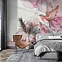 Elegant Bird Floral Wall Mural – Soft Pink Artistic Design Elegant Bird Floral Wall Mural – Soft Pink Artistic Design