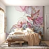 Elegant Bird Floral Wall Mural – Soft Pink Artistic Design Elegant Bird Floral Wall Mural – Soft Pink Artistic Design