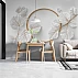 Minimal Leaf Circle Wall Mural – Elegant White Botanical Design
