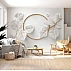 Minimal Leaf Circle Wall Mural – Elegant White Botanical Design