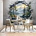 3D Broken Wall Mountain Lake Mural – Scenic Nature Illusion Wallpaper for Living Room