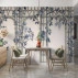 Blue Botanical Arch Wall Mural – Elegant Classic Garden Trellis Design