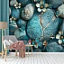 Turquoise Stone Floral Wall Mural – Luxury 3D Pebble Design