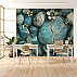 Turquoise Stone Floral Wall Mural – Luxury 3D Pebble Design