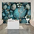 Turquoise Stone Floral Wall Mural – Luxury 3D Pebble Design