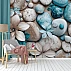 Stone and Floral Wall Mural – Natural Spa Style 3D Design