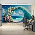 Tropical Wave Floral Arch Wall Mural – Ocean Paradise Beach Wallpaper for Café & Living Spaces Tropical Wave Floral Arch Wall Mural – Ocean Paradise Beach Wallpaper for Café & Living Spaces