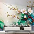 Emerald Flow Blossom Wall Mural – Abstract Floral Wave Design