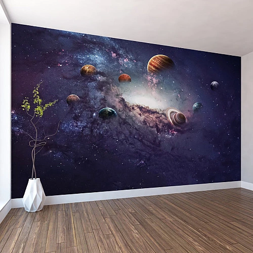 Galaxy Planets Wall Mural – Deep Space Universe Design