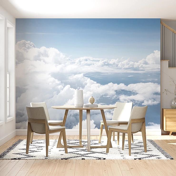 Endless Sky Cloud Wall Mural – Soft Blue Horizon Dreamscape