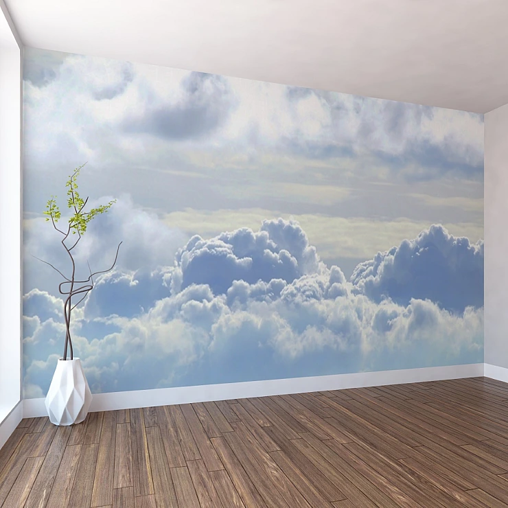 Cloud Sky Wall Mural – Serene Blue Atmosphere Design Cloud Sky Wall Mural – Serene Blue Atmosphere Design