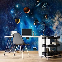 Galaxy Space Wall Mural – Planets Universe Starry Sky Design