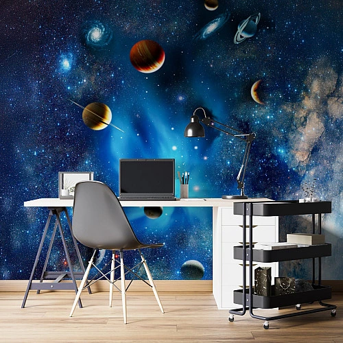 Galaxy Space Wall Mural – Planets Universe Starry Sky Design