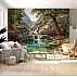 Forest Waterfall Lagoon Wall Mural – Scenic Nature Oasis Design