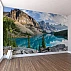 Turquoise Mountain Lake Wall Mural – Majestic Alpine Landscape Wallpaper for Office
